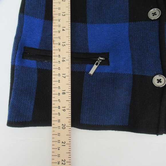 JONES New York Women’s Plaid Sweater Jacket sz. Small Petite Blue Black - Picture 7 of 10